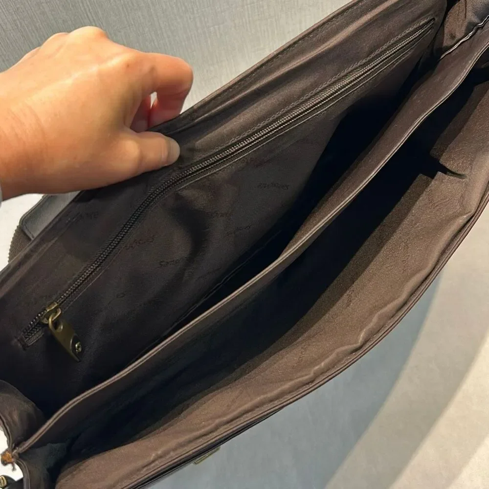 Samsonite Colombian Leather Flapover Case Messenger Bag Brown Buckle Closures